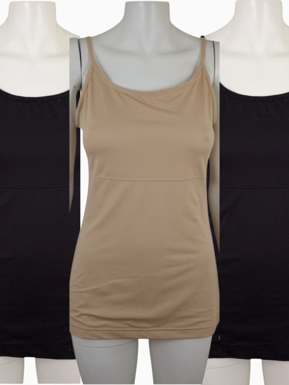 Maidenform Bundle Lot of 3 XL Tummy Control Shapewear Cami Tank - Black Tan